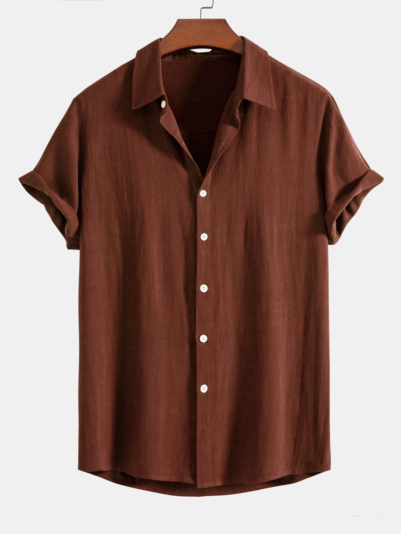 Montarello Men's Linen-Look Short Sleeve Shirt Button-Up