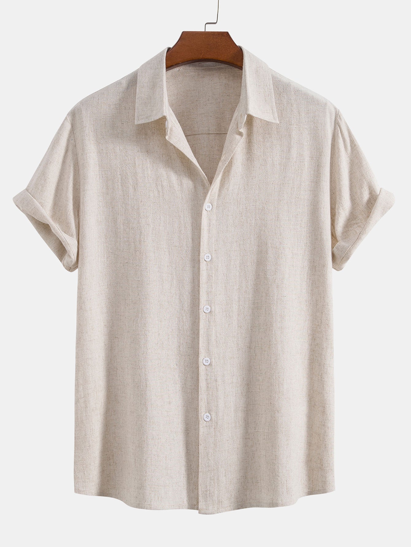 Montarello Men's Linen-Look Short Sleeve Shirt Button-Up