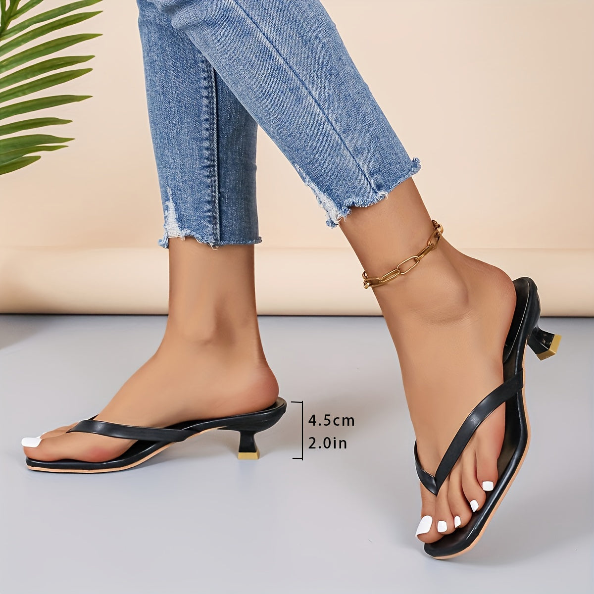 Montarello Women's Kitten Heel Party Thong Sandals