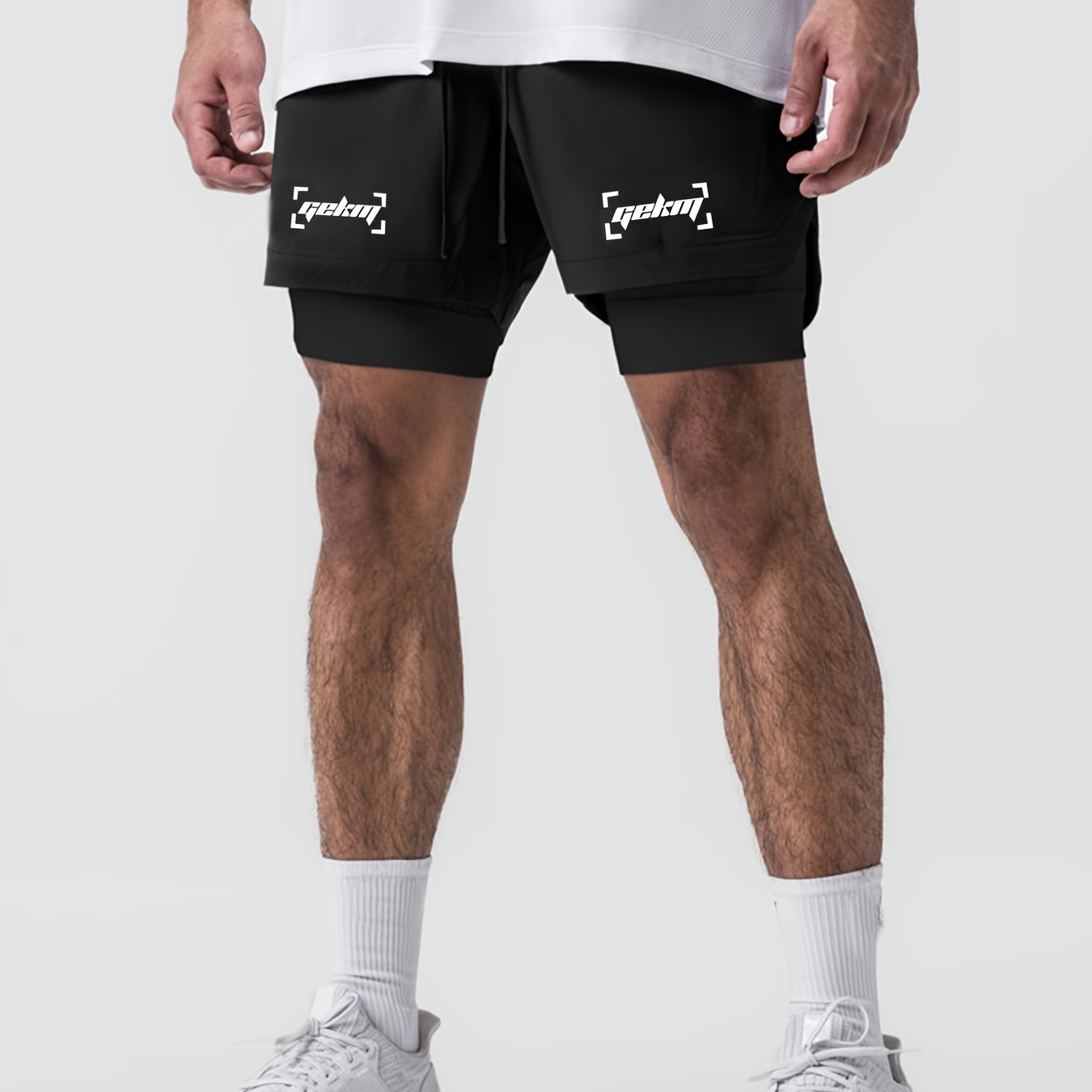 Montarello Men's 2-in-1 Compression Lined Gym Shorts with Zip Pocket