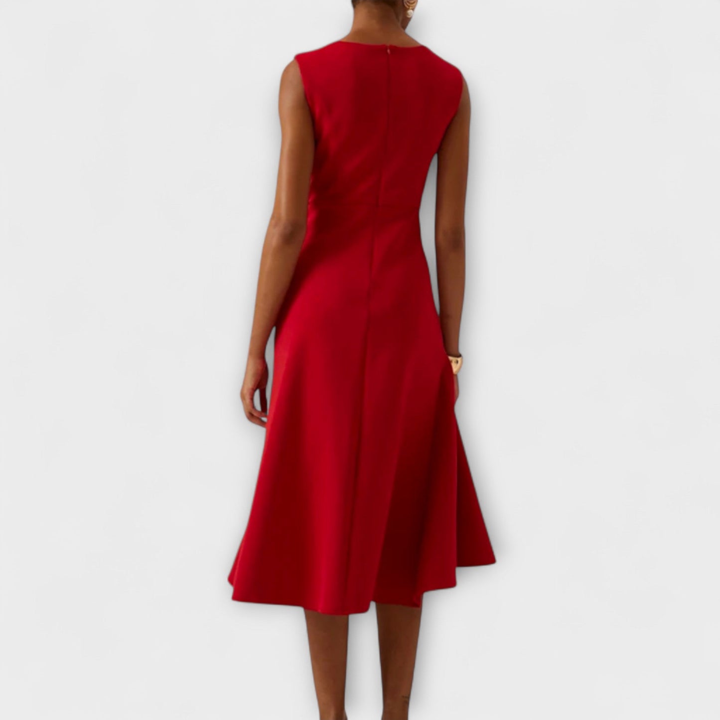 Montarello Women's Sleeveless Wrap Detail Ruffle Midi Dress