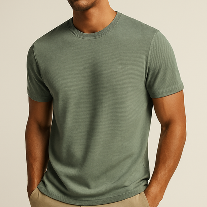 Montarello Men's Waffle-Knit Short Sleeve T-Shirt