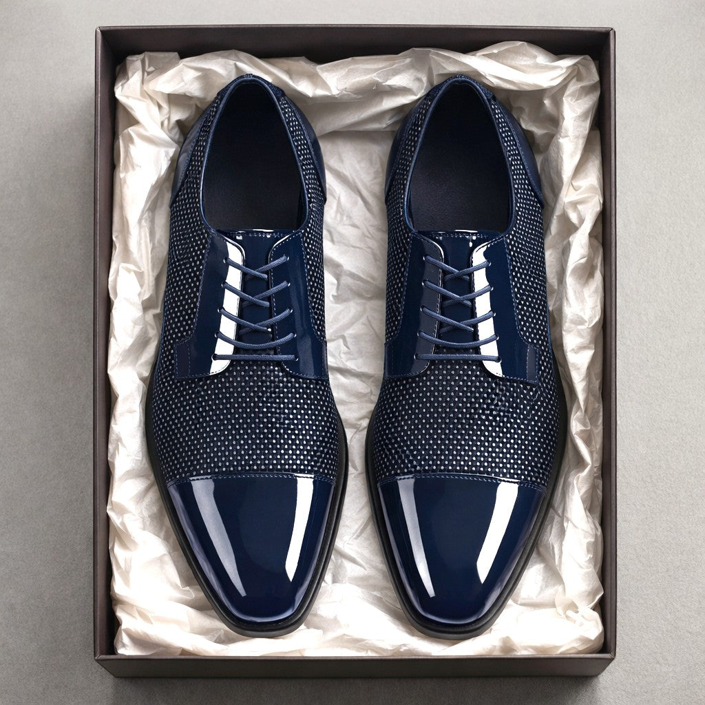 Montarello Men's Patent Cap Toe Oxford Shoes