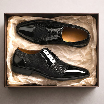 Montarello Men's Patent Cap Toe Oxford Shoes