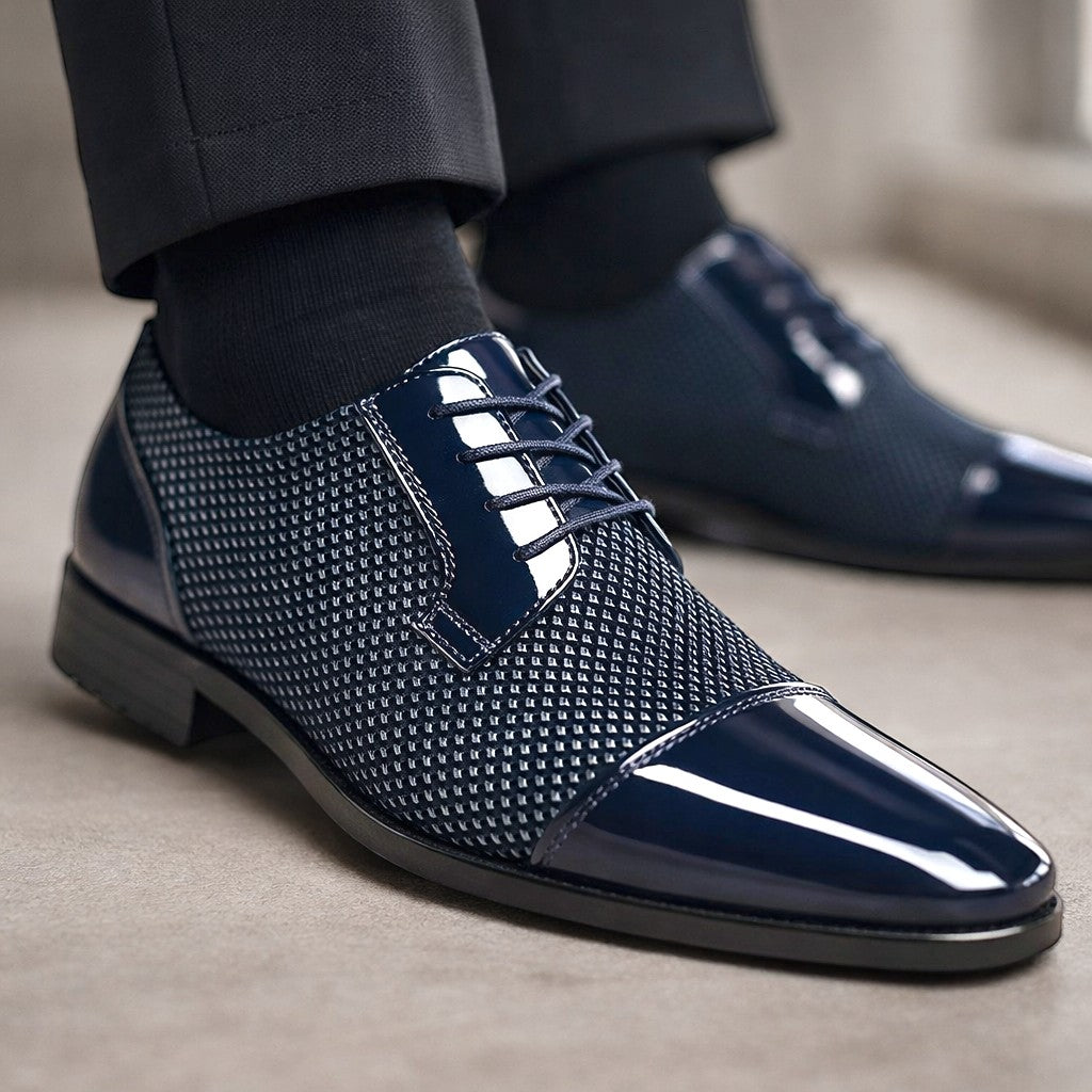 Montarello Men's Patent Cap Toe Oxford Shoes