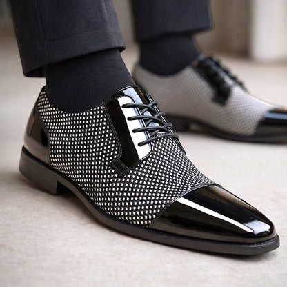 Montarello Men's Patent Cap Toe Oxford Shoes
