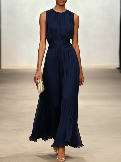 Montarello Women's Chiffon Sleeveless Maxi Dress A-Line