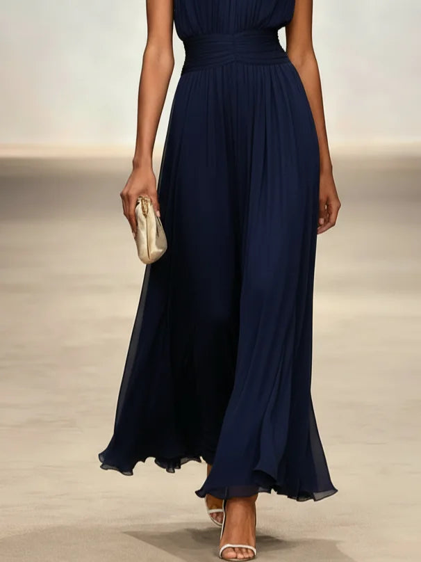 Montarello Women's Chiffon Sleeveless Maxi Dress A-Line
