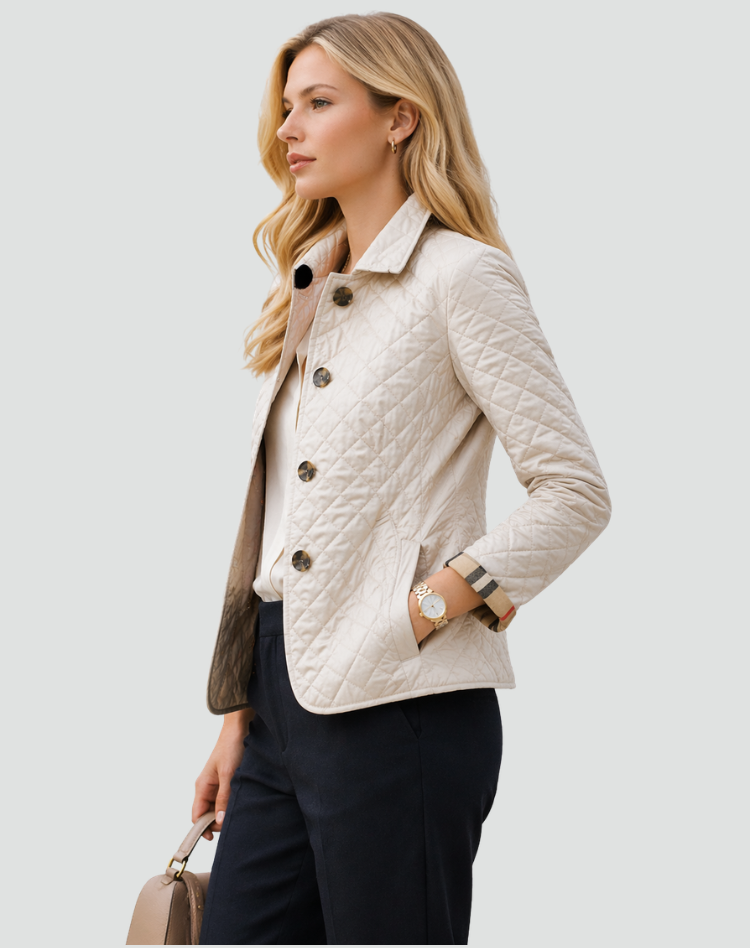 Montarello Women's Quilted Jacket Collared Button Front