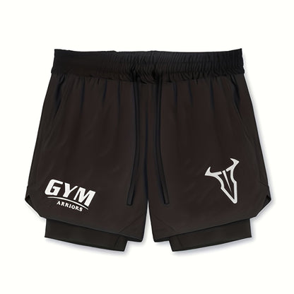 Montarello Men's 2-in-1 Compression Lined Gym Shorts with Zip Pocket