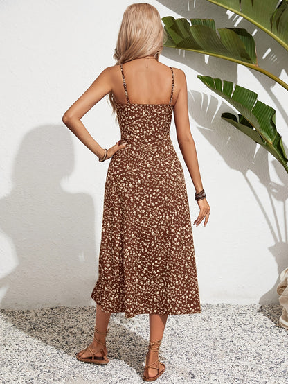 Montarello Ditsy Print Women's Spaghetti Strap Maxi Dress