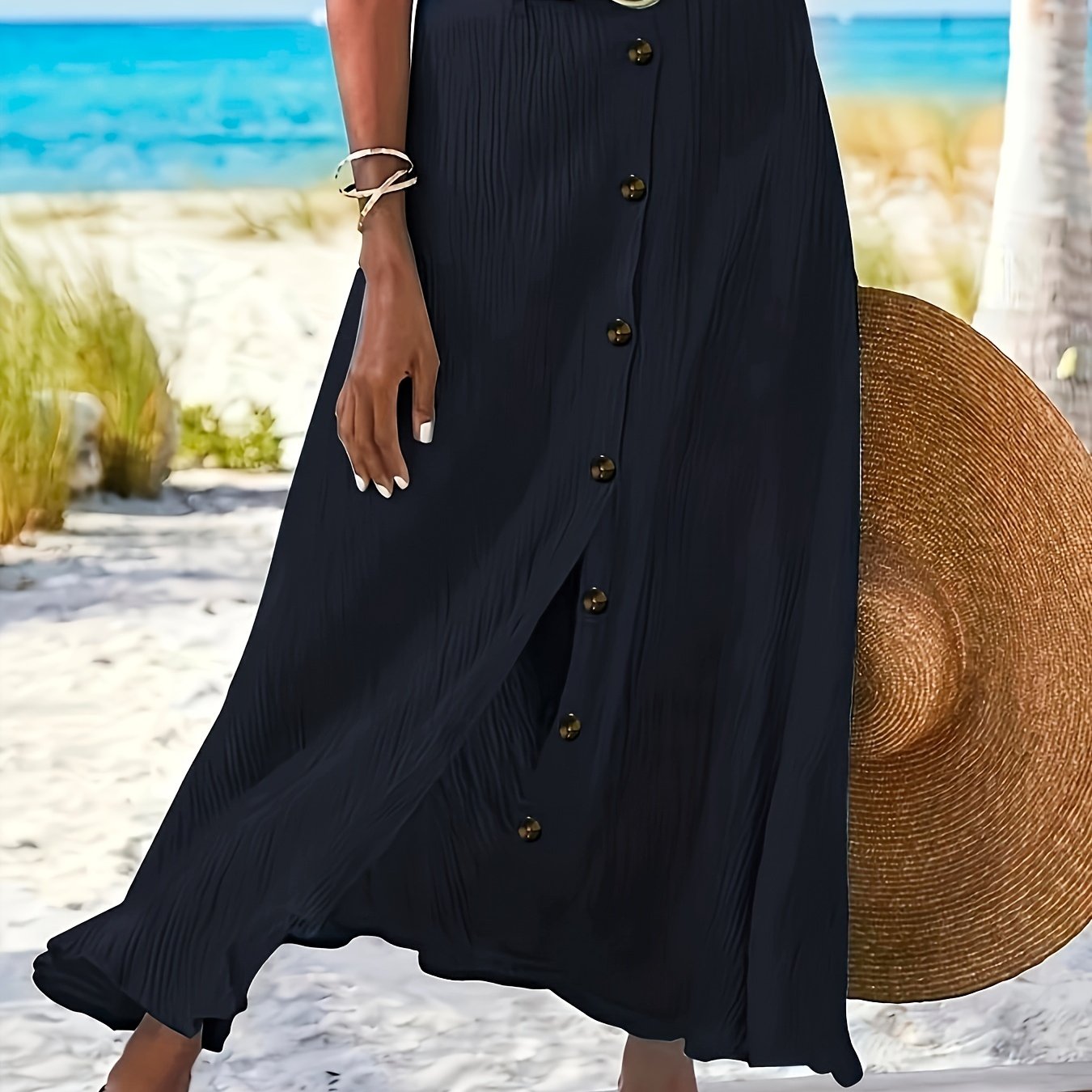 Montarello Button Front A-Line Maxi Skirt Women's