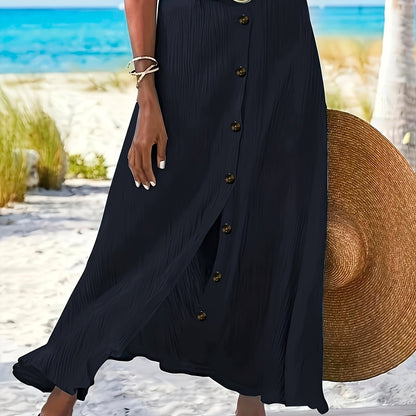Montarello Button Front A-Line Maxi Skirt Women's