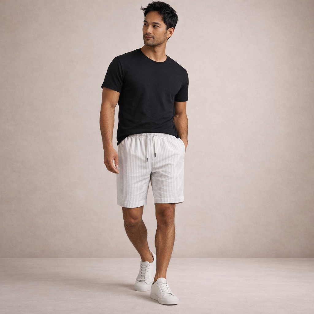 Shorts à cordon de serrage effet lin coupe régulière Montarello pour homme