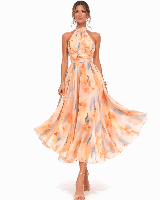 Montarello Women’s Watercolor Halter Maxi Dress