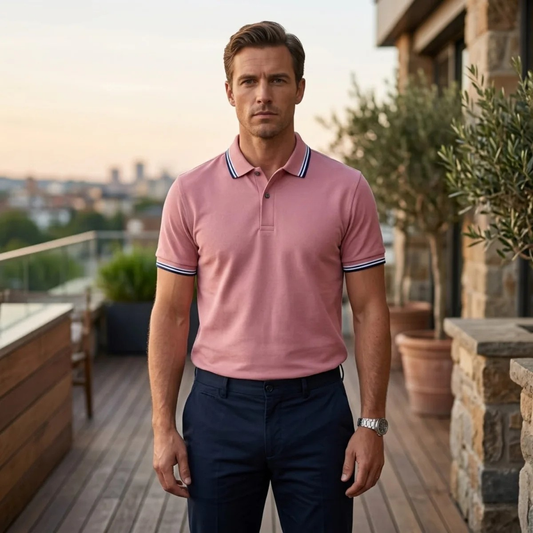 Montarello Men's Piqué Polo Shirt Contrast Tipping