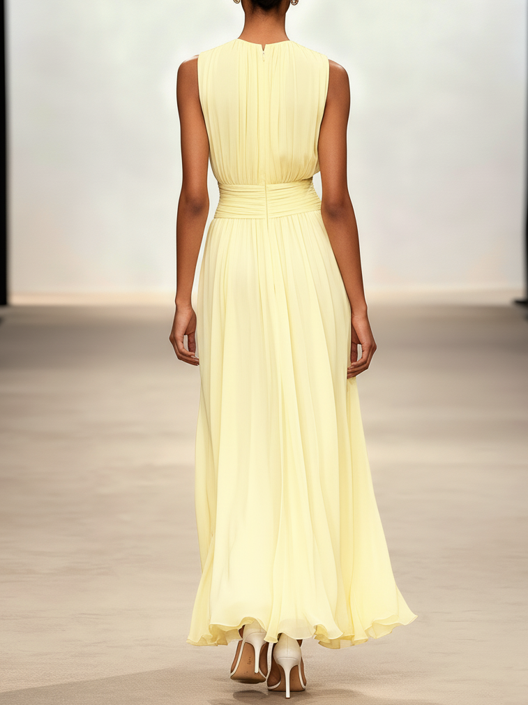 Montarello Women's Chiffon Sleeveless Maxi Dress A-Line