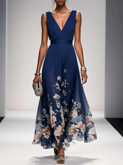 Montarello Women’s Floral Deep V-Neck Wedding Guest Dress