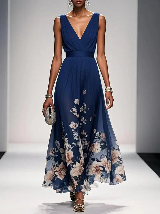 Montarello Women’s Floral Deep V-Neck Wedding Guest Dress