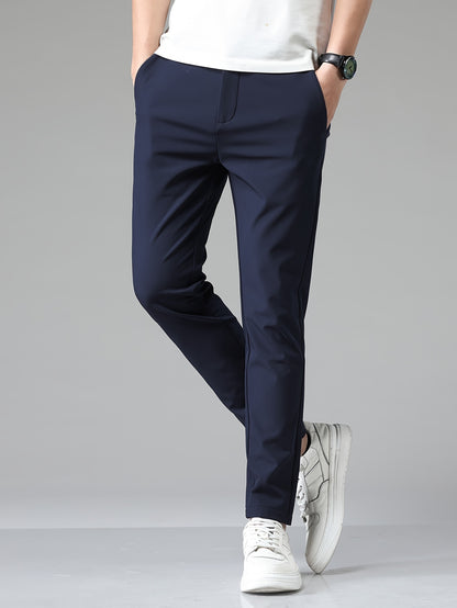 Montarello Men's Slim Fit Stretch Trousers with Straight Leg