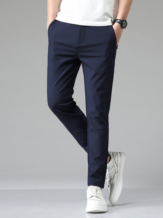 Montarello Men's Slim Fit Stretch Trousers with Straight Leg