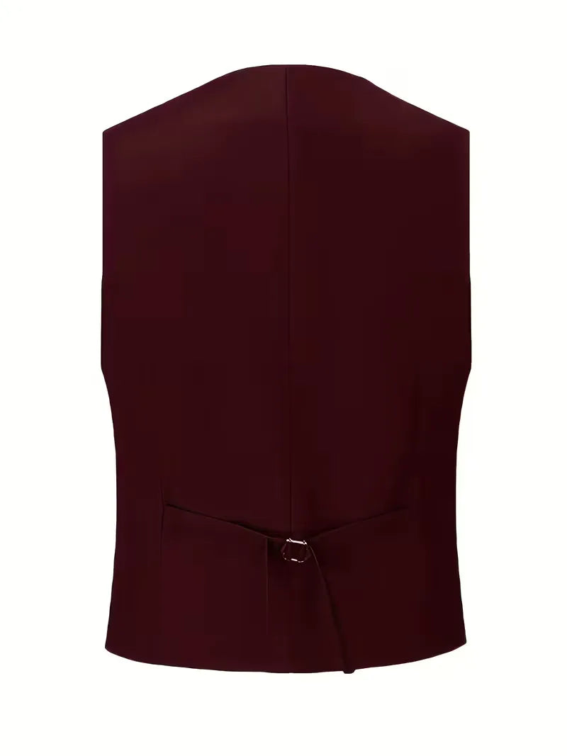 Montarello Men's Slim Fit Three-Piece Suit with Double-Breasted Waistcoat