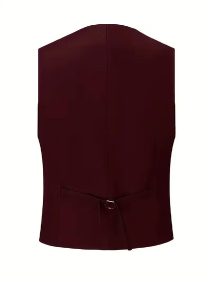 Montarello Men's Slim Fit Three-Piece Suit with Double-Breasted Waistcoat