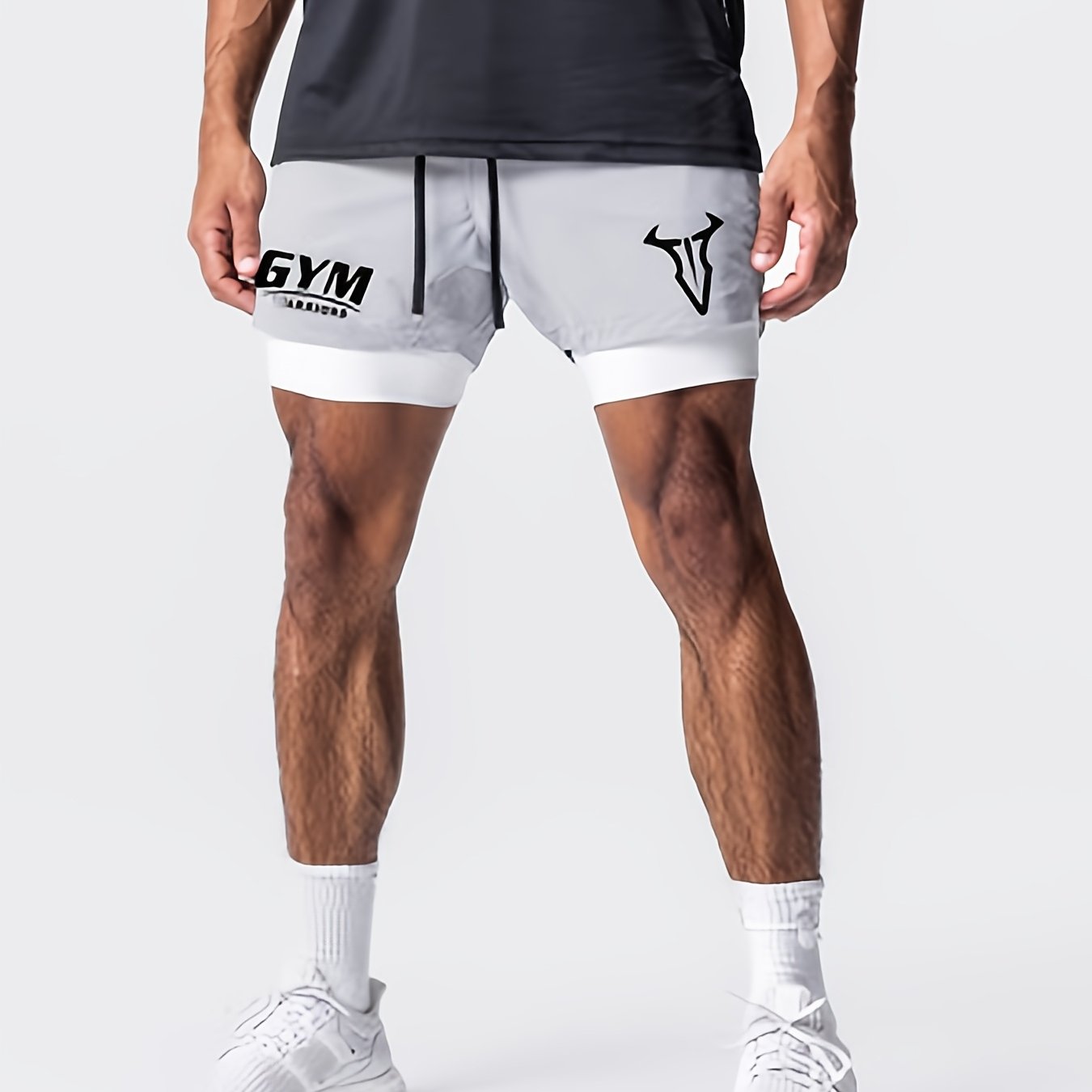Montarello Men's 2-in-1 Compression Lined Gym Shorts with Zip Pocket