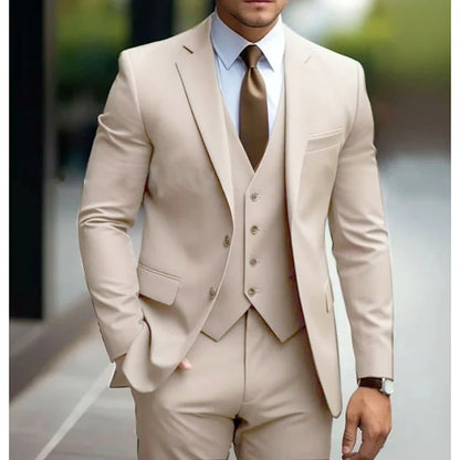 Montarello Men's Slim Fit 3-Piece Suit Set – Blazer, Waistcoat & Trousers
