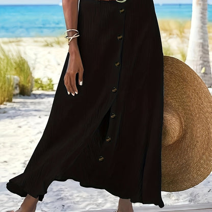 Montarello Button Front A-Line Maxi Skirt Women's