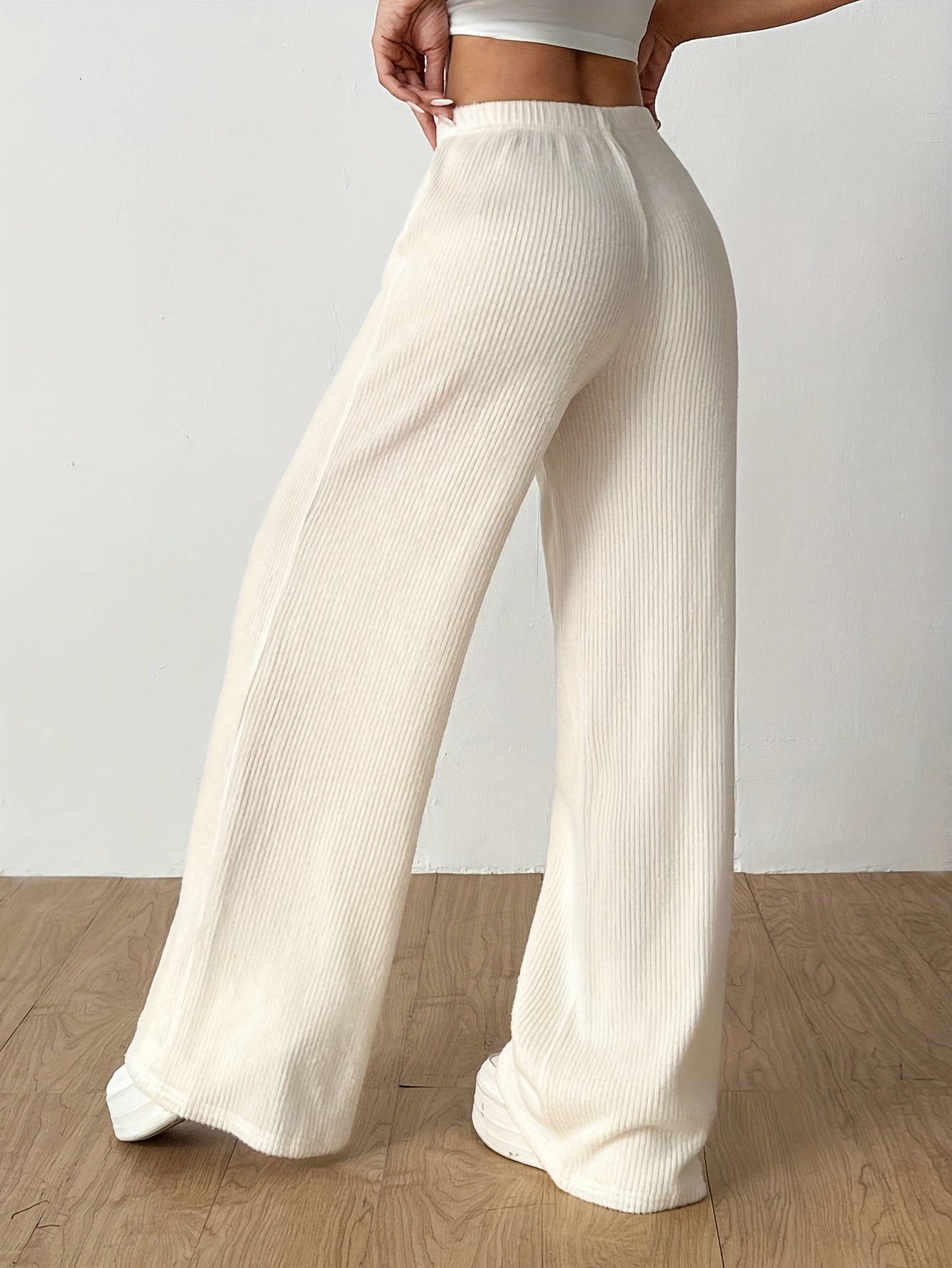 Montarello Women's Knitted Trousers Wide Leg Ribbed