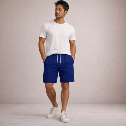 Shorts à cordon de serrage effet lin coupe régulière Montarello pour homme