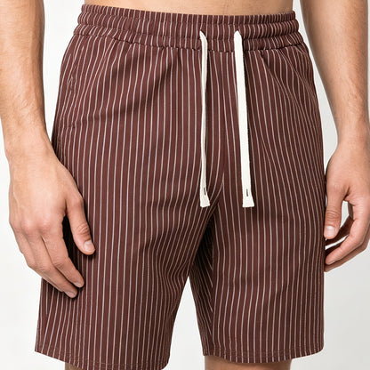 Montarello Striped Men's Linen-Look Shorts
