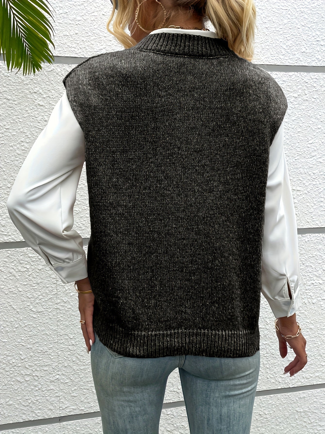 Montarello Women's Sweater Vest Knitted V-Neck