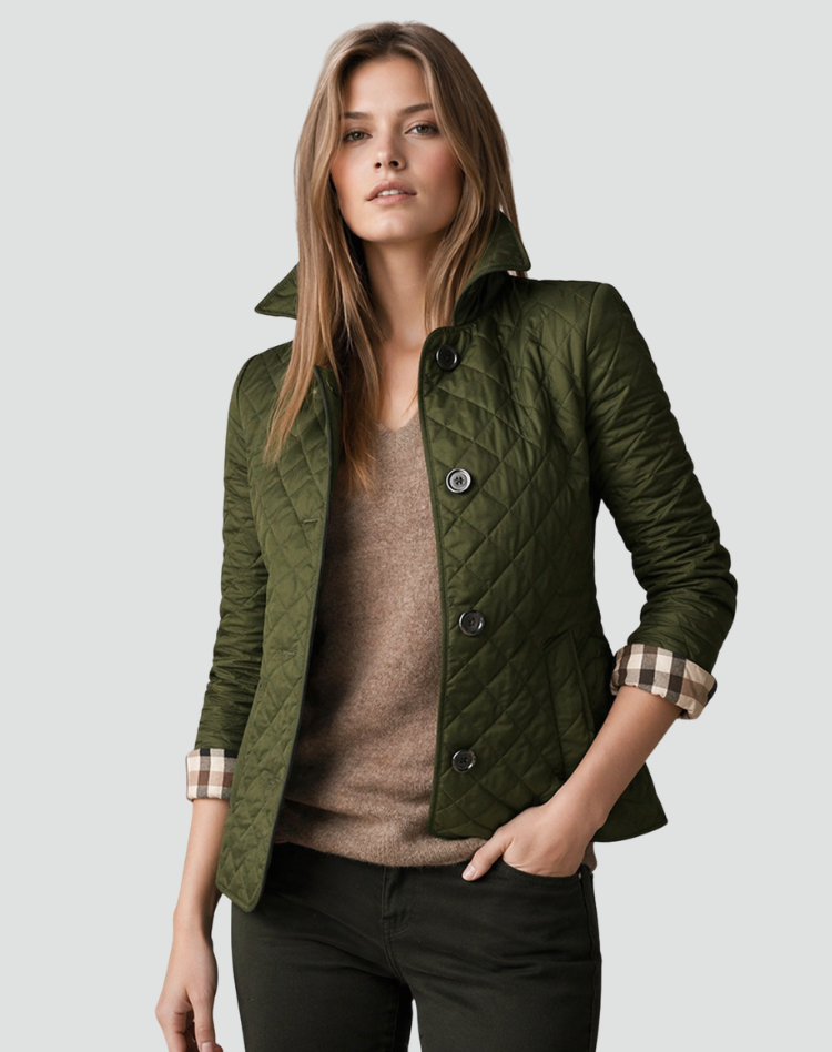 Montarello Women's Quilted Jacket Collared Button Front