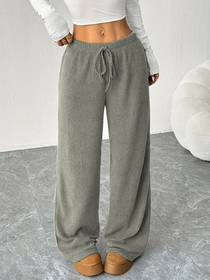 Montarello Women's Knitted Trousers Wide Leg Ribbed