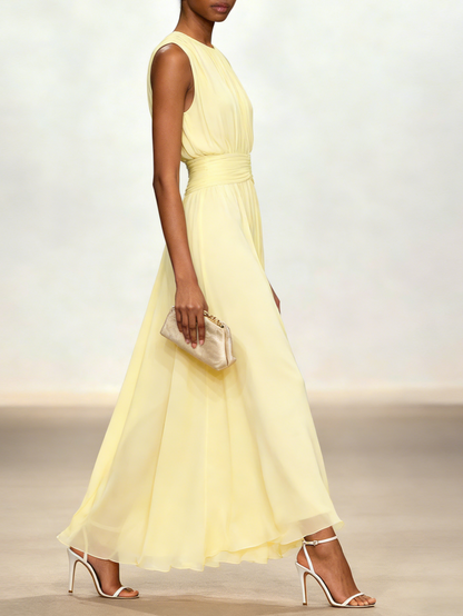 Montarello Women's Chiffon Sleeveless Maxi Dress A-Line