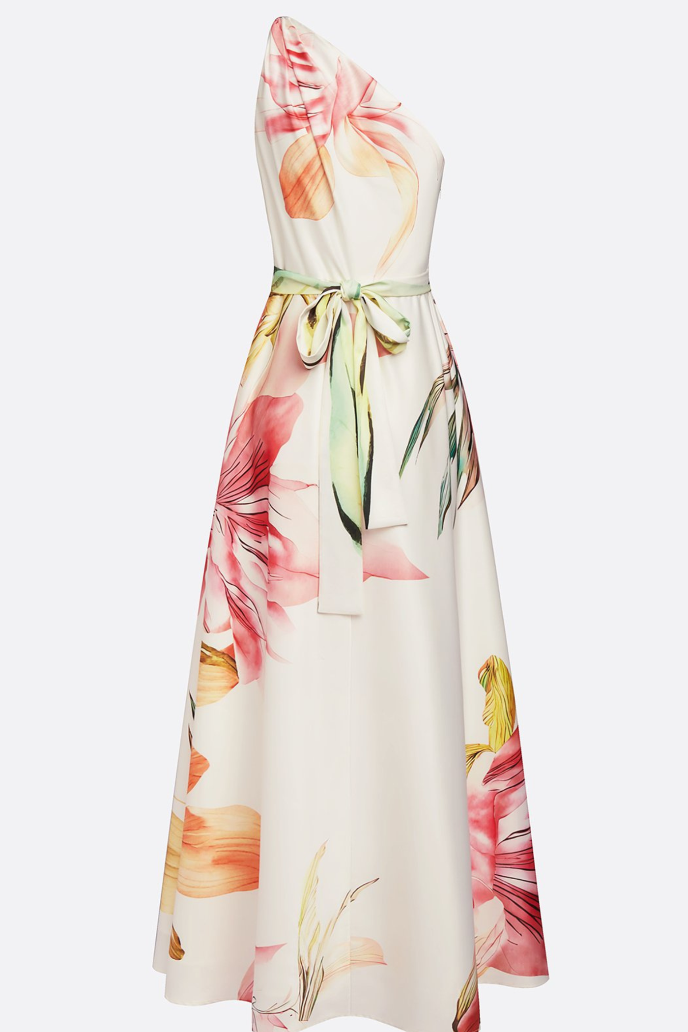 Montarello Women's Floral Satin-Look One-Shoulder Wedding Guest Maxi Dress