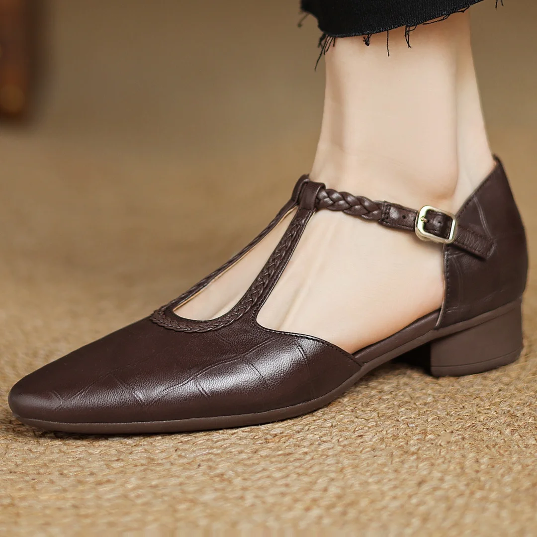 Montarello Women's Pointed Toe Mary Jane Flats