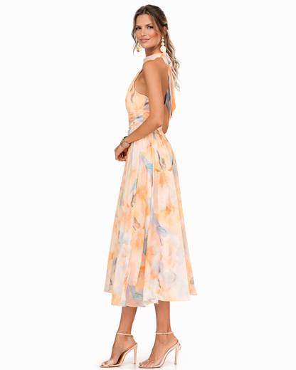 Montarello Women’s Watercolor Halter Maxi Dress
