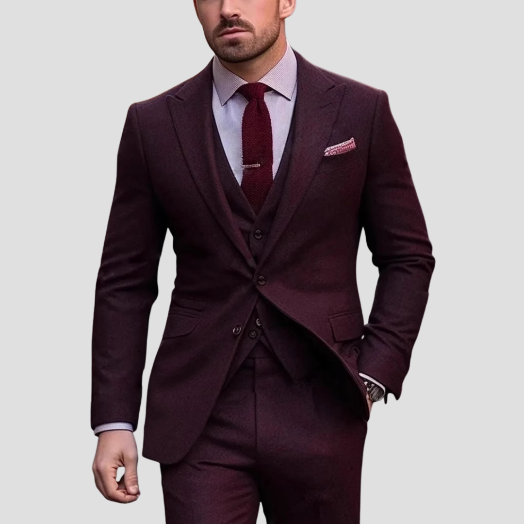 Montarello Men's Slim Fit 3-Piece Suit Set – Blazer, Waistcoat & Trousers