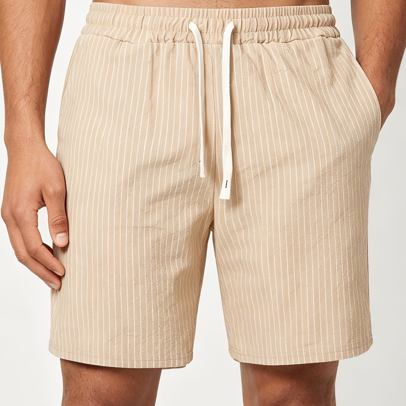 Montarello Striped Men's Linen-Look Shorts
