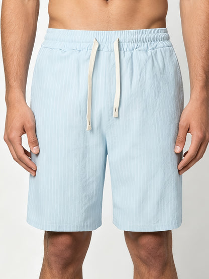 Montarello Striped Men's Linen-Look Shorts