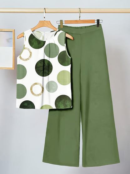 Montarello Women's Polka Dot Sleeveless Top and Trousers Co-Ord Set