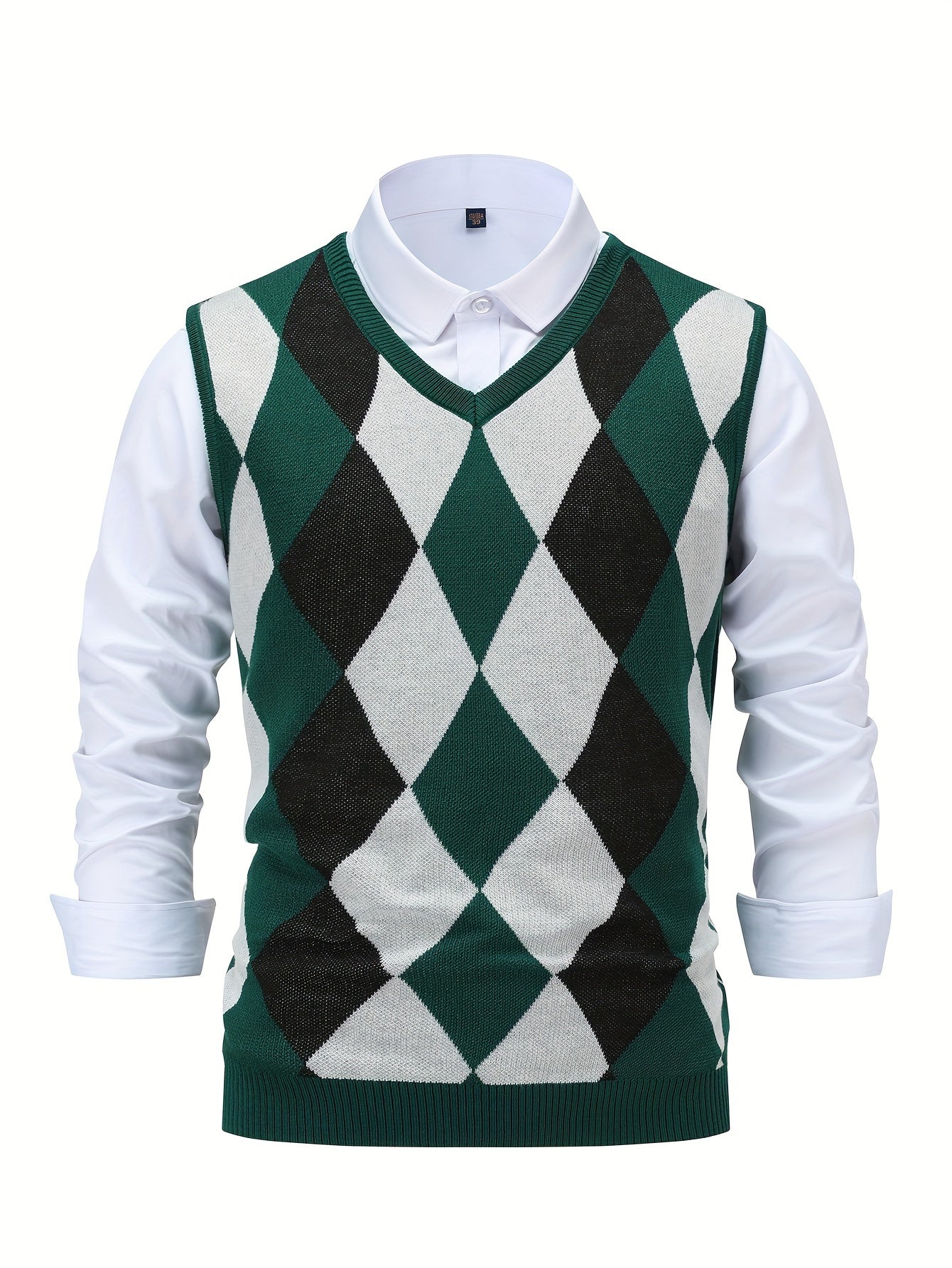 Montarello Men's Sweater Vest Argyle Knitted V-Neck