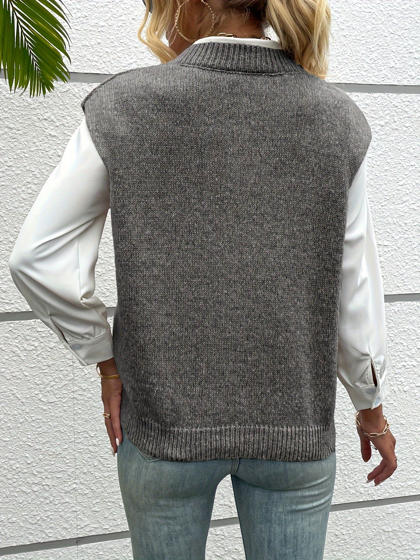 Montarello Women's Sweater Vest Knitted V-Neck