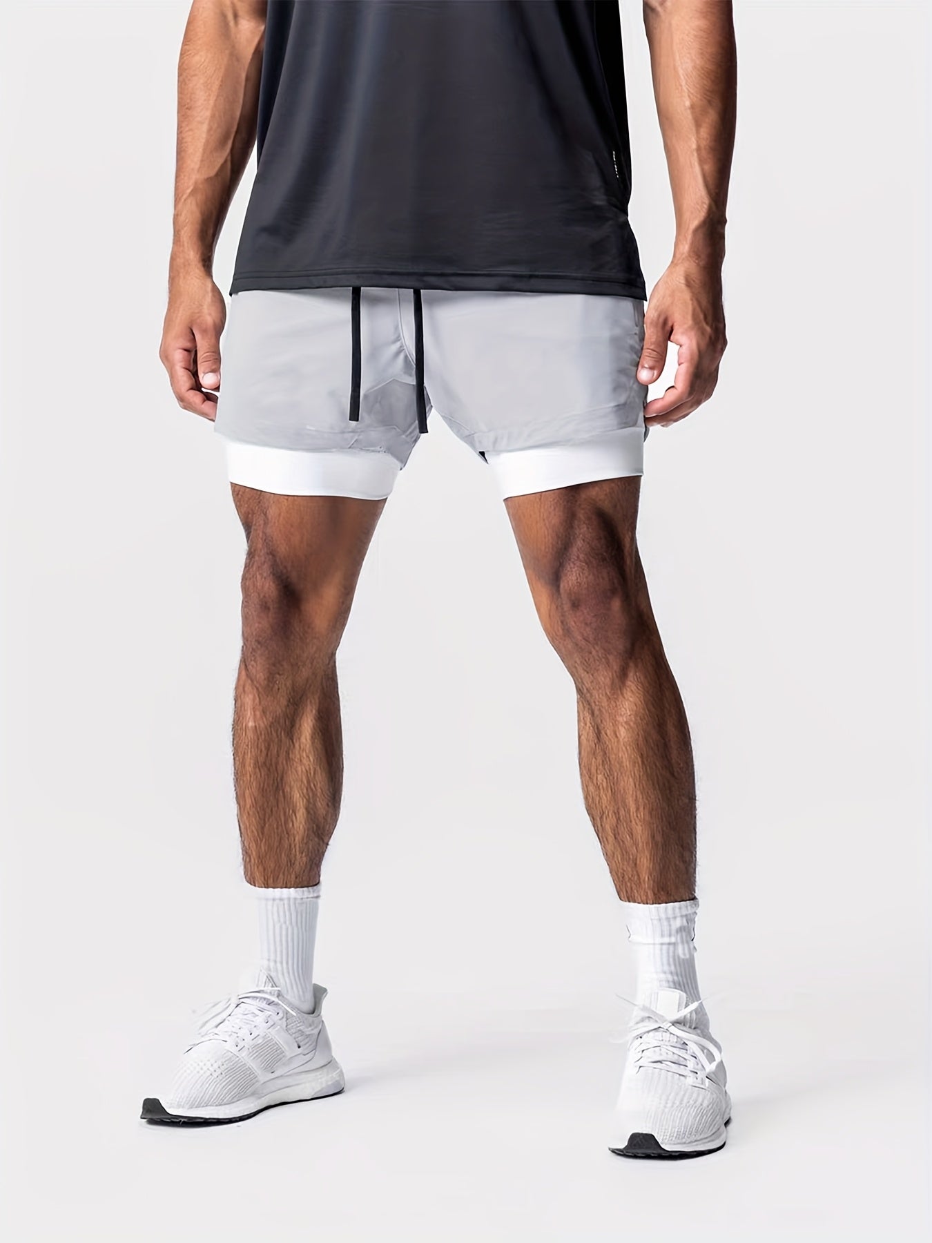 Montarello Men's 2-in-1 Compression Lined Gym Shorts with Zip Pocket