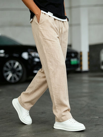 Montarello Men’s Linen-Look Relaxed Drawstring Trousers