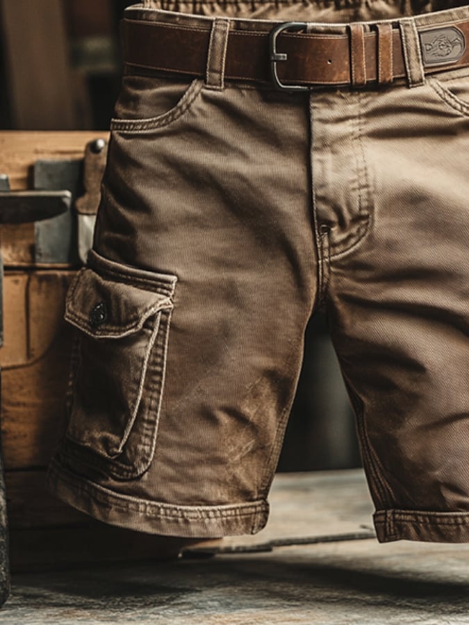 Montarello Men's Vintage Cargo Shorts