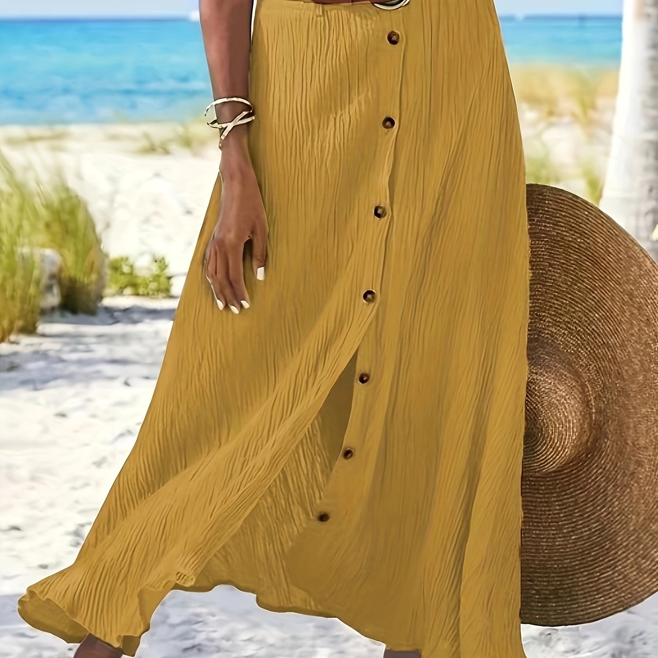 Montarello Button Front A-Line Maxi Skirt Women's